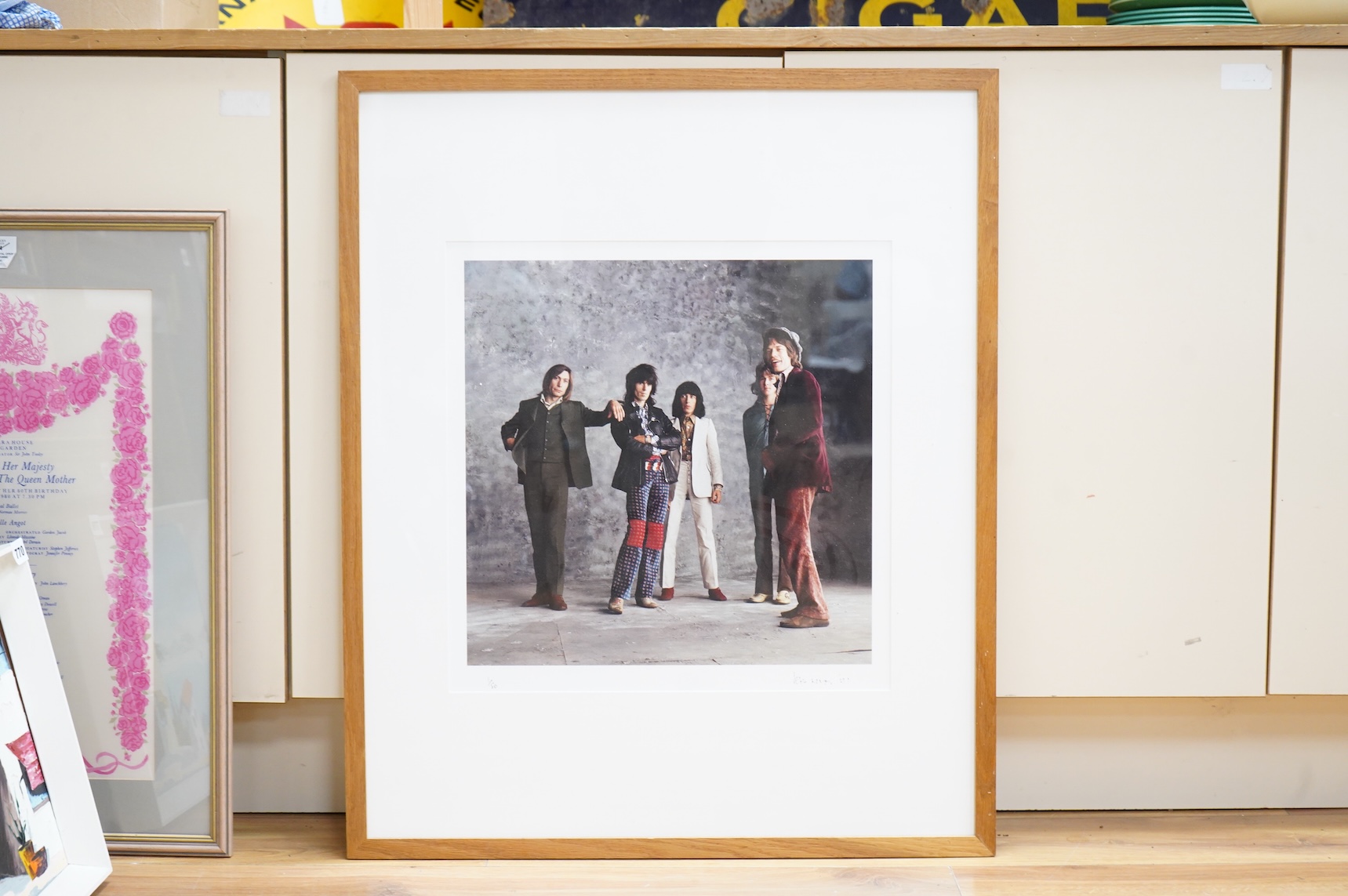 Peter Webb (1942-2021), a silver gelatin print, portrait of the Rolling Stones during the Sticky Fingers era, signed, dated 1971 and limited edition 1/50, framed, 44 x 44cm